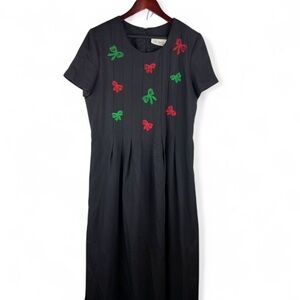 Lady Dorby Vintage Maxi Dress Black Christmas Holiday Chic 80s 90s Medium Large*